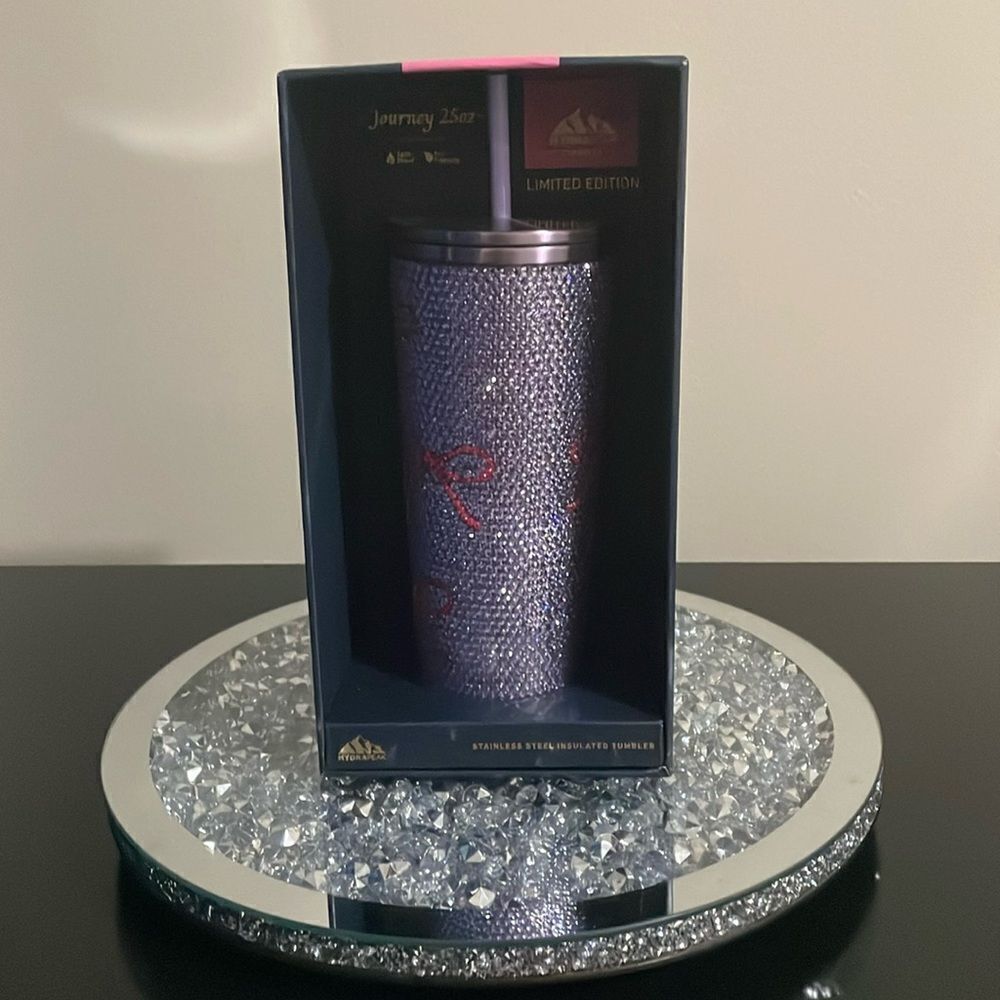Hydra peak limited edition bedazzled bling lavender purple bow tumbler w/ straw